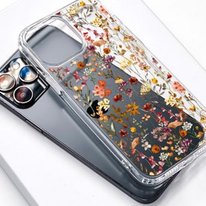 Autumn Meadow Flowers Clear Phone Case For iPhone 15 14 13 12 Mini XR 7 8 SE 2022 & Samsung Galaxy S24 Cover With Aesthetic Design On Sale image 4