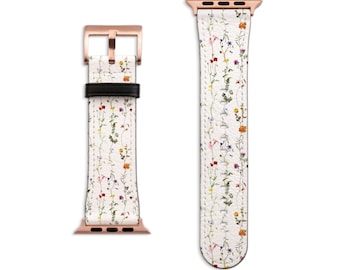 Cute Meadow Wildflowers Apple Watch Band For All Series - Apple Watch Straps With Botanical Design 38mm 40mm 41mm 42mm 44mm 45mm 46mm 49mm