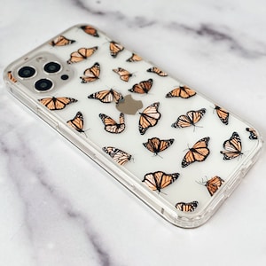 Monarch Butterfly Clear Phone Case For iPhone 15 Pro Max 14 13 Pro Max 12 Mini XR XS 7 8 SE Galaxy S24 Cover With Cute Design- On Sale!