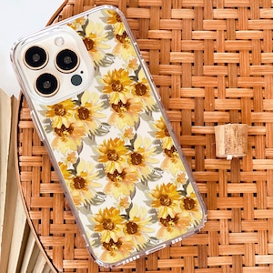Watercolor Sunflowers Phone Case - iPhone & Samsung Galaxy, Pretty Floral Design, Protective Cover- On Sale!