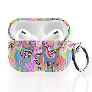 Drippy Melting Colors Air Pods Case New Air Pod Pro 2nd Gen Cover With Keychain Carabiner Clip Airpod 1 2 Cases Aesthetic Trippy Design