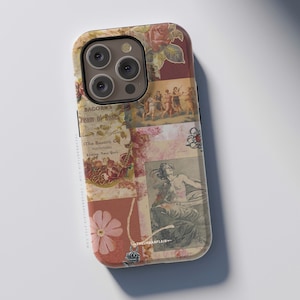Feminine Rose Scraps Tough Phone Case For iPhone 15 14 13 XS Max 12 Mini Pro SE 7 8 Plus Galaxy S25 Pixel Aesthetic Vintage Collage Cover