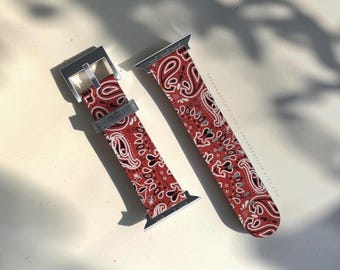 Red Bandana Apple Watch Band For Series 1-12 SE Ultra 38mm 40mm 41mm 42mm 44mm 45mm 46mm 49mm Apple Watch Straps