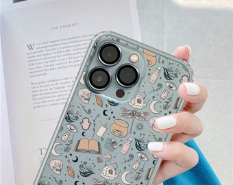 Peach Mystic Clear Phone Case For iPhone 17 16e 15 14 Pro Max 13 Mini 7 8 SE MagSafe Case Witchy Aesthetic Halloween Design Galaxy S26 S25