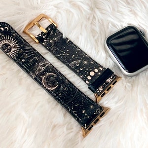 Dark Zodiac Marble Print Apple Watch Band For Women Vegan Leather Mystic Witch 38mm 40mm 42mm 44mm 45mm Series 2 3 4 5 6 7 8 SE- On Sale!