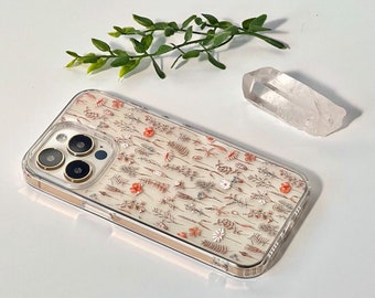 Boho Fall Wild Flower Clear Phone Case For iPhone 17 16 15 14 13 Pro Max 12 Mini XR 7 8 SE Galaxy S25 S24 Aesthetic Design MagSafe Case