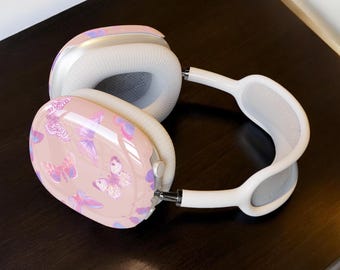 Coque pour Airpods Max 2 Rose Butterfly | Snap On Air Pods Max Cover | Étui de protection pour casque Airpods Max 2 au design esthétique