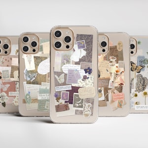 Aesthetic Moodboard Scraps Phone Case For iPhone 16 15 14 13 Pro Max 12 Mini XR 7 8 SE 2022 S24 Vintage Cottagecore Collage Design MagSafe