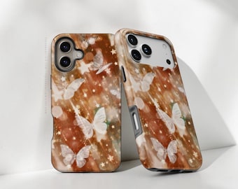 Terracotta Butterfly Phone Case - For iPhone 17 Pro Max 16e 15 14 13 12 Mini, Galaxy S26 Ultra & Pixel 10 9 8 - Tough Protective Cover