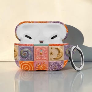Nautical Whimsy Tiles AirPods-skal – hårt fodral för generation 1 och 2 AirPods och AirPods Pro