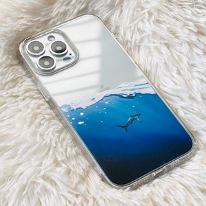 Under Water Shark Illusion Case For Blue iPhone 16 15 14 13 12 Mini 7 8 XR Clear Case With Ocean Design Galaxy S25 The Urban Flair MagSafe