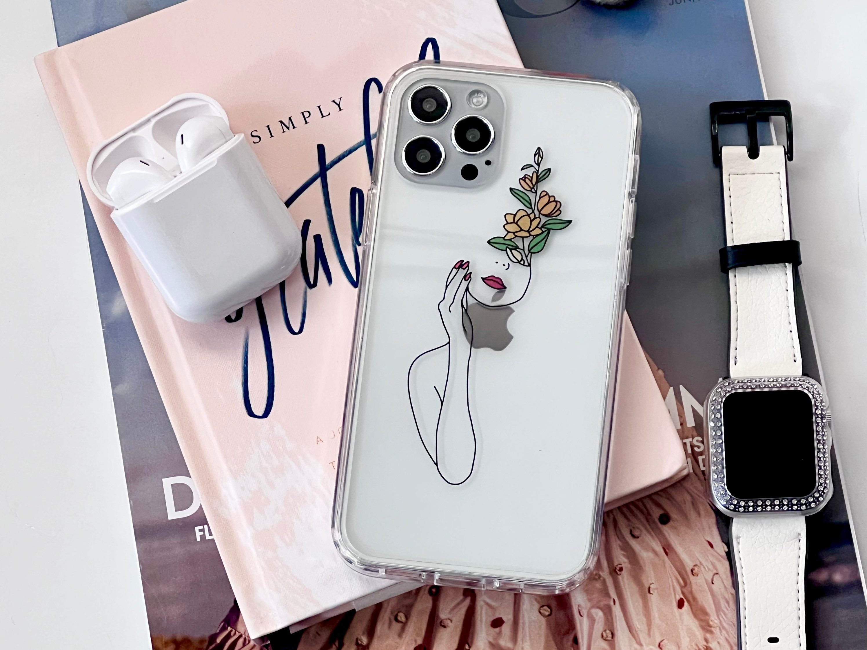 Topgraph Compatible With Iphone 17 Case Magsafe Clear,Magnetic Transparent Designer Cute Silicone Phone Cover Cases For Women - Brown Botanical Flowers - View #5