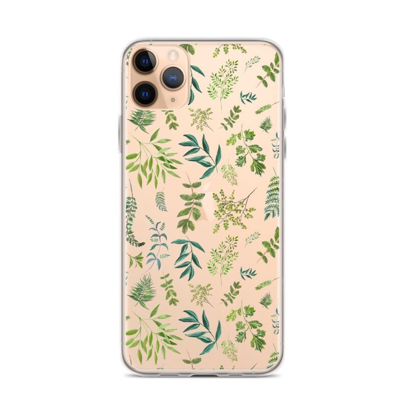 Cute Greenery Leaves Phone Case For iPhone 15 Pro 14 12 Mini 11 XR 7 8 SE 2022 Clear Cover With Simple Nature Branch Design S24 Ultra Bild 9
