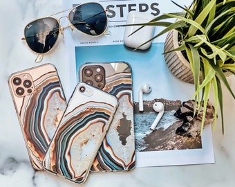 Boho Geode Print Case For iPhone 15 14 Pro 13 12 Mini  XR X 7 8 SE 2022 Phone Case With Agate Slice Design Galaxy S24 The Urban Flair