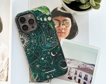 Green Zodiac Marble Print MagSafe Phone Case For iPhone 17 16 15 14 13 Galaxy S26