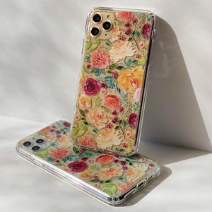 Pretty Watercolor Flowers Phone Case For iPhone 15 Pro 14 13 12 Mini X XR 7 8 SE 2022 Galaxy S24 Clear Phone Cover With Floral Design imagen 2