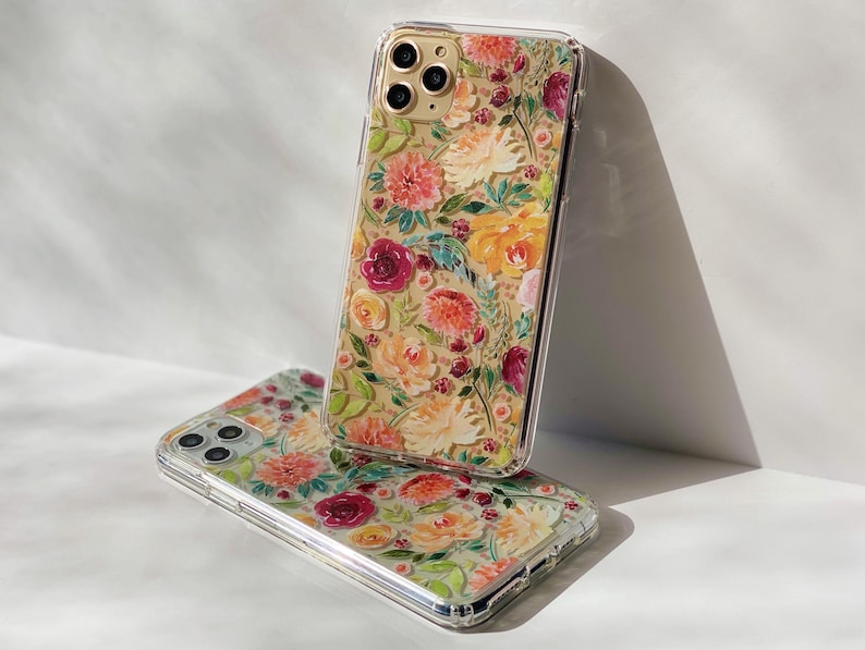 Pretty Watercolor Flowers Phone Case For iPhone 15 Pro 14 13 12 Mini X XR 7 8 SE 2022 Galaxy S24 Clear Phone Cover With Floral Design image 2