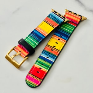 Serape Apple Watch Band 38mm 41mm 40mm 42mm 44mm 45mm iWatch Band Western Apple Watch Straps Faux Vegan Leather All Series