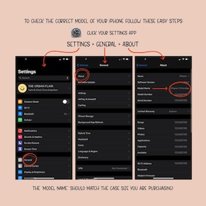 Pu&ograve; includere: Uno screenshot del menu delle impostazioni di un iPhone che mostra come trovare il nome del modello del telefono. Lo schermo mostra la sezione "Informazioni" del menu delle impostazioni, con il nome del modello evidenziato in un riquadro rosso. Il nome del modello &egrave; "iPhone 11 Pro Max".