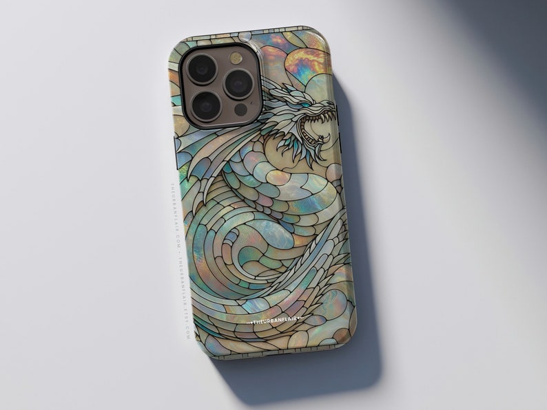 Year of the Dragon Stained Glass Illusion Print Tough Phone Case For iPhone 15 14 13 12 7 8 SE 2022 Galaxy S24 Google Pixel 7 Pro image 5