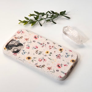 Vintage Sunflower Eco Friendly Biodegradable Case For iPhone 16 15 14 12 13 Mini Pro Max 7 8 SE 2020 S24 Zero Plastic Sustainable Gift