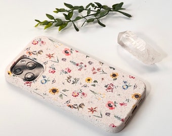 Vintage Sunflower Eco Friendly Biodegradable Case For iPhone 15 14 12 13 Mini 11 Pro Max 7 8 SE 2020 S24 Zero Plastic Sustainable Gift