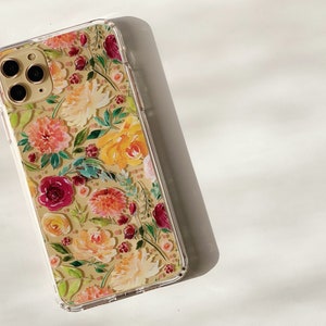 Pretty Watercolor Flowers Phone Case For iPhone 15 Pro 14 13 12 Mini X XR 7 8 SE 2022 Galaxy S24 Clear Phone Cover With Floral Design imagen 9
