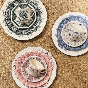 Handpicked Dinner Plate | Curated Vintage China for Bridal Wedding Registry | Eclectic Transferware Mismatched Dinnerware Place-Setting