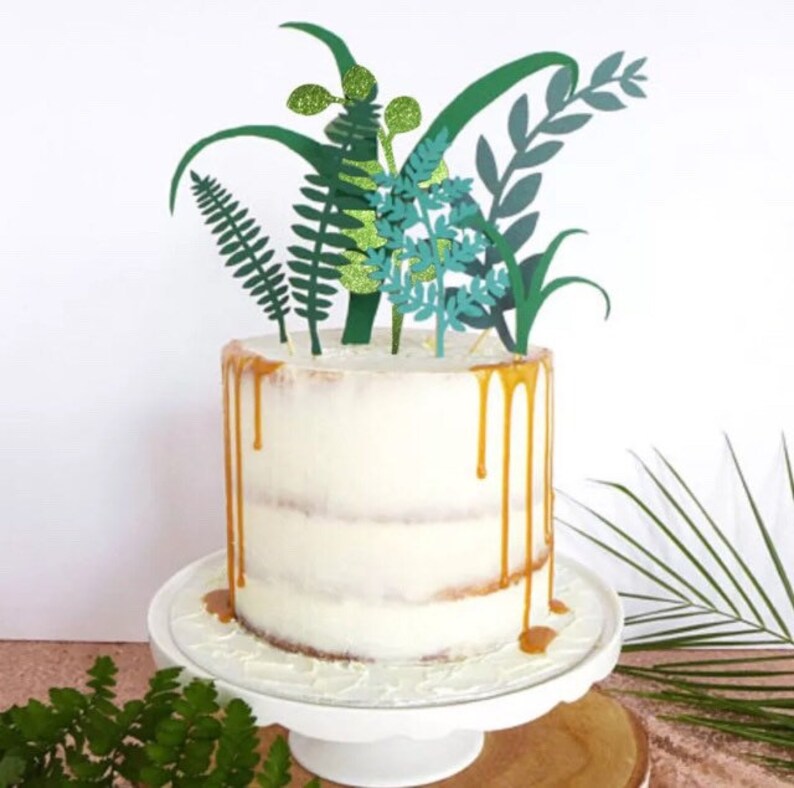 Shiny Green Iridescent Grass Glitter Plant Cupcake Cake Fern Topper Decoration D\u00e9coration G\u00e2teau Gazon Plantes Foug\u00e8re