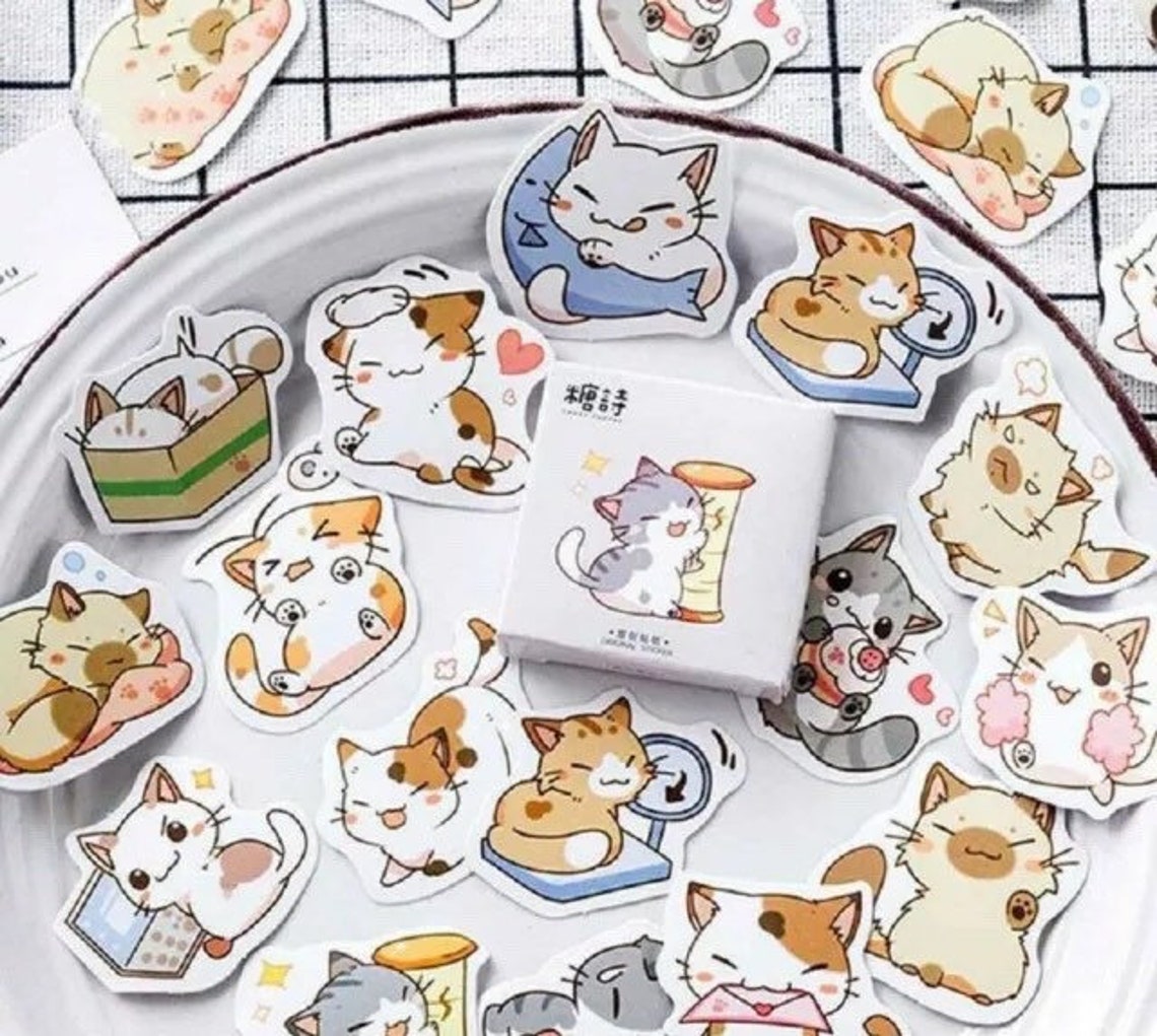 45pcs Cute Japanese Cat Cartoon Fun Scrapbooking Arts and | Etsy