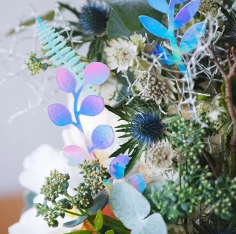 Shiny Green Iridescent Grass Glitter Plant Cupcake Cake Fern Topper Decoration D\u00e9coration G\u00e2teau Gazon Plantes Foug\u00e8re