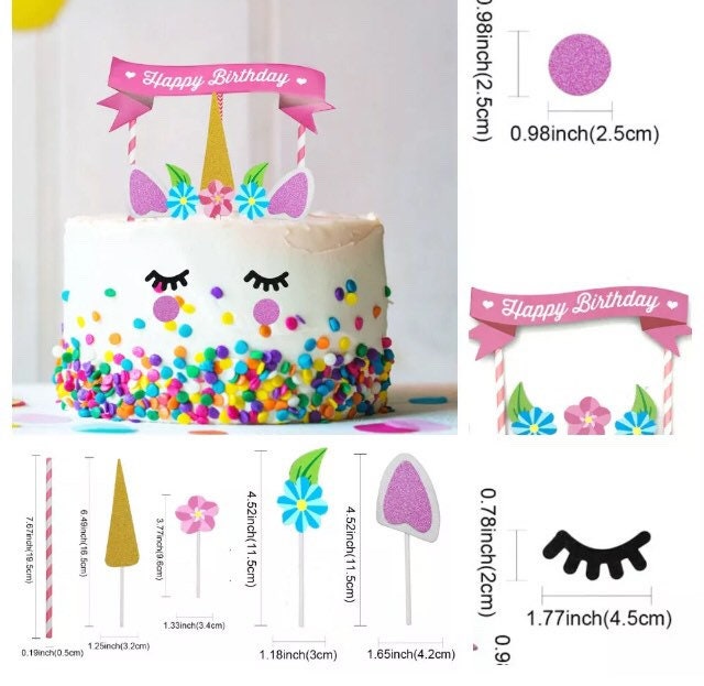 1 Set Diy Unicorn Cake Glitter Party Topper Decoration Etsy