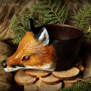 Handcrafted foxy mug \ large bowl with fox