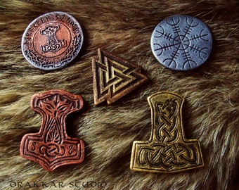 Set of 5 fridge magnets. Norse mythology symbols