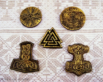 Set of 5 fridge magnets. Norse mythology symbols