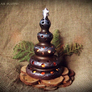 Christmas tree ceramic lantern