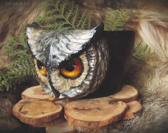 Handcrafted mug with owl \ large owl bowl