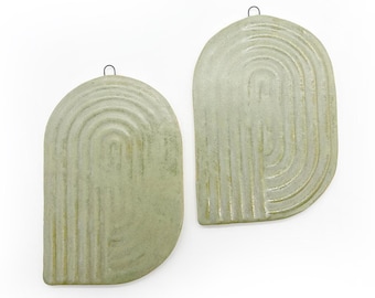 Handmade Wall Hangings, Pair, Set of 2, Sage Green,Decorative, Ceramic, Glazed, Pottery, One of a kind, Unique
