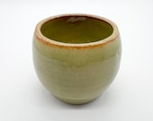 8oz Cup, Jade Green, Tan accents, Handmade, Ceramic, Glazed, Pottery, One of a kind, Unique