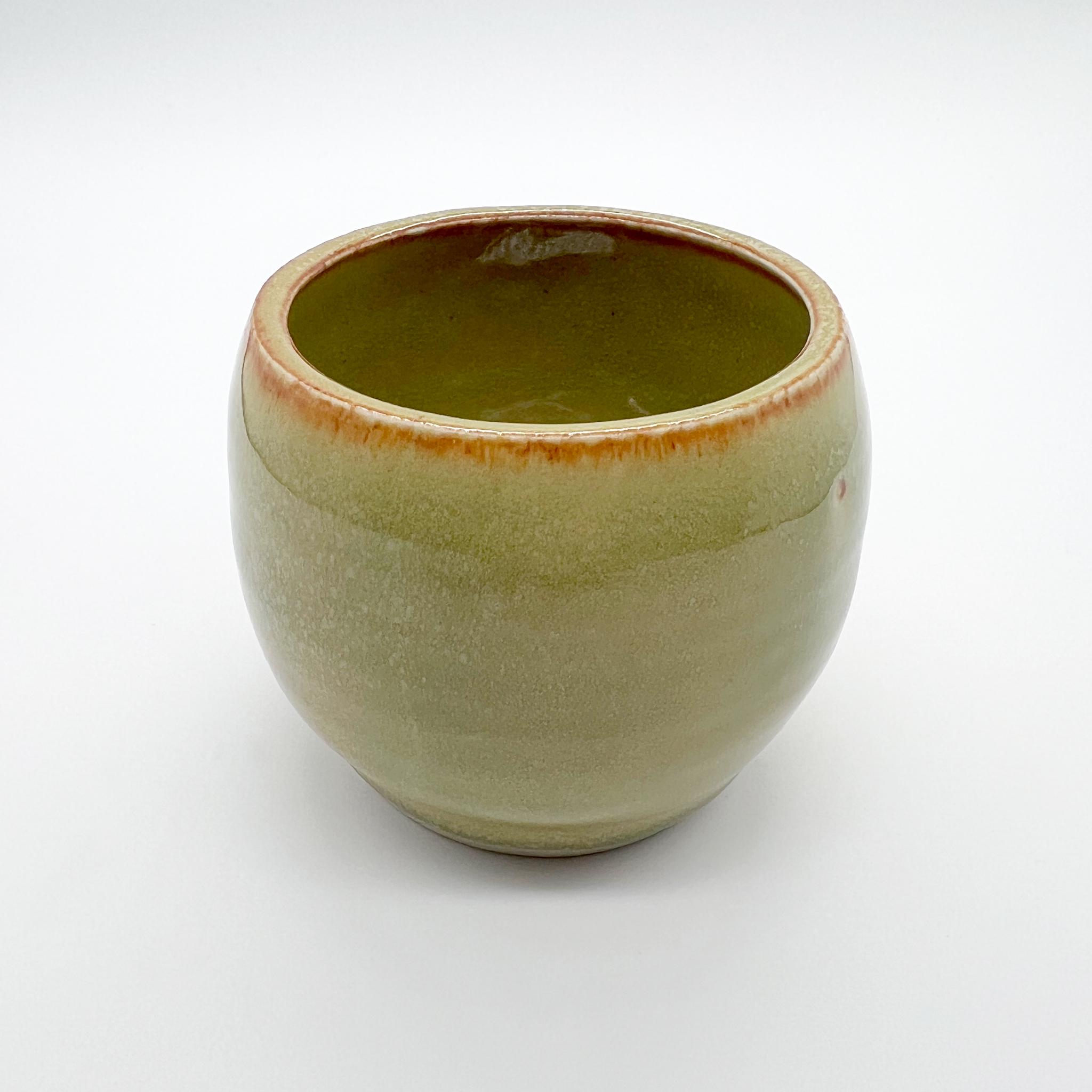 8oz Cup, Jade Green, Tan accents, Handmade, Ceramic, Glazed, Pottery, One of a kind, Unique