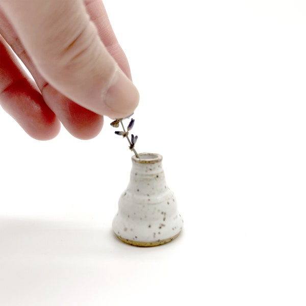 Tiny Vase, Miniature, Small, White, Handmade, Ceramic, Glazed, Pottery, Unique