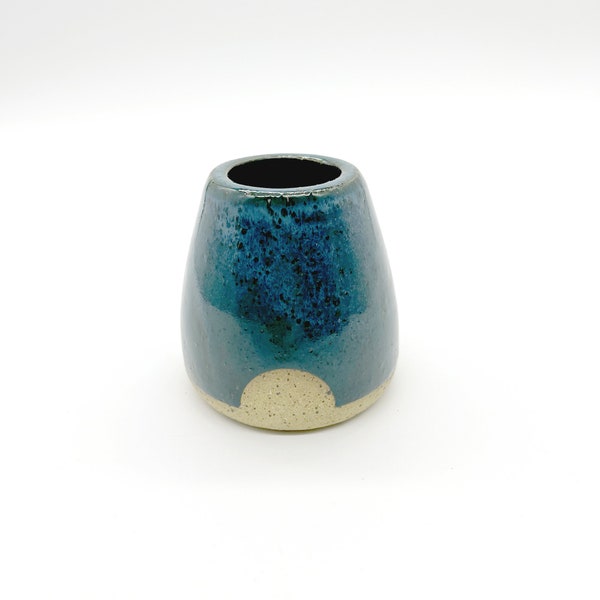Bud vase, Teal Blue, Speckled, Decorative, Handmade, Ceramic, Glazed, Pottery