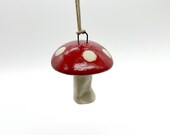Lucky Mushroom Ornament, Handmade, Ceramic, Glazed, Pottery, One of a kind, Unique