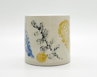 8oz Tumbler, Multi-colored, Porcelain, Stoneware, Handmade, Ceramic, Glazed, Pottery, One of a kind, Unique
