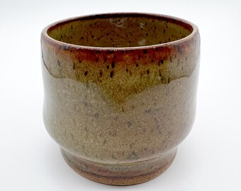 Handmade Speckled Ceramic Tumbler, Jade Green Glaze, Pottery