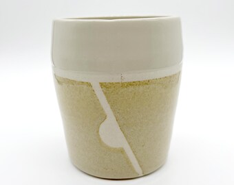 15oz Tumbler, Khaki, Cream colored, Porcelain, Handmade, Ceramic, Glazed, Pottery, One of a kind, Unique