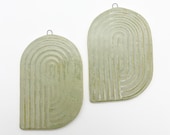 Wall Hangings, Pair, Set of 2, Sage Green,Decorative, Handmade, Ceramic, Glazed, Pottery, One of a kind, Unique