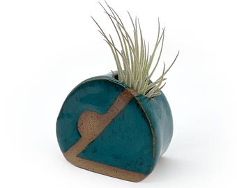 Handmade Air Plant Holder, Deep Blue, Small, Air Plant Stand, Ceramic, Glazed, Pottery (air plant not included)
