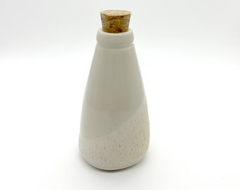 Handmade Ceramic Cork Bottle, Two-Tone Cream Glazed Pottery