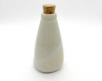 Cork Bottle 4oz, Two-tone, Cream, Speckled, Oil Bottle, Speckled, Handmade, Ceramic, Glazed, Pottery, Unique, One of a kind